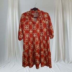 Retro Geometric Tiered Dress – Bold‎ Statement Piece